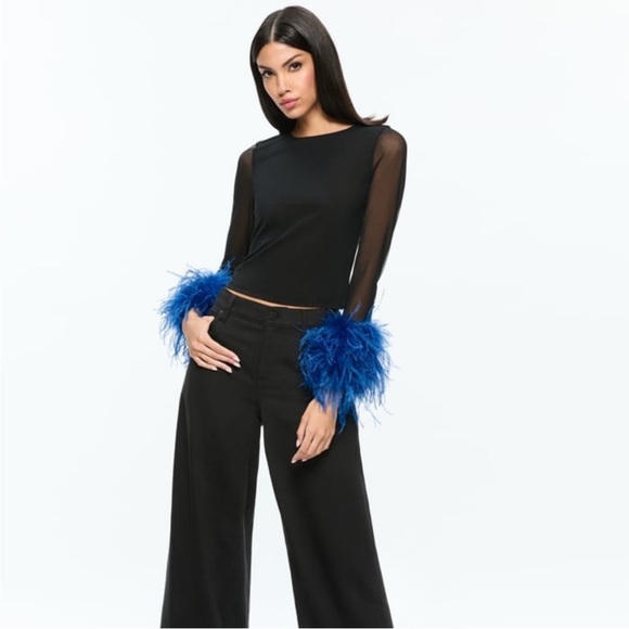 Alice + Olivia Tops - Alice + Olivia Delaina Feather Top
